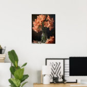 Zalm Amaryllis Flowers Art Print Poster (Thuiskantoor)
