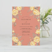 Zalm Antieke Botanische Bruiloft Kaart (Staand voorkant)
