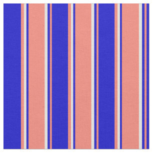 Zalm, blauw en lichtgeel gekleurde strepen stof