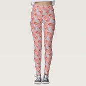 Zalm-Blauwe Paisley Patroon Leggings (Voorkant)