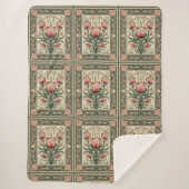 Zalm bloeit en smaragdgroen ornament sherpa deken (Voorkant)