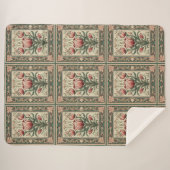 Zalm bloeit en smaragdgroen ornament sherpa deken (Voorkant (horizontaal))