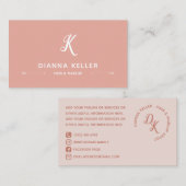 Zalm & Blush Monogram Sociale Media Visitekaartje (Voorkant / Achterkant)