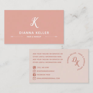 Zalm & Blush Monogram Sociale Media Visitekaartje