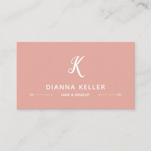 Zalm & Blush Monogram Sociale Media Visitekaartje (Voorkant)