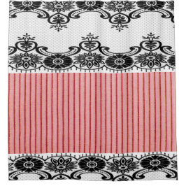 " zalm(c) White-Black Lace_Revised" Douchegordijn