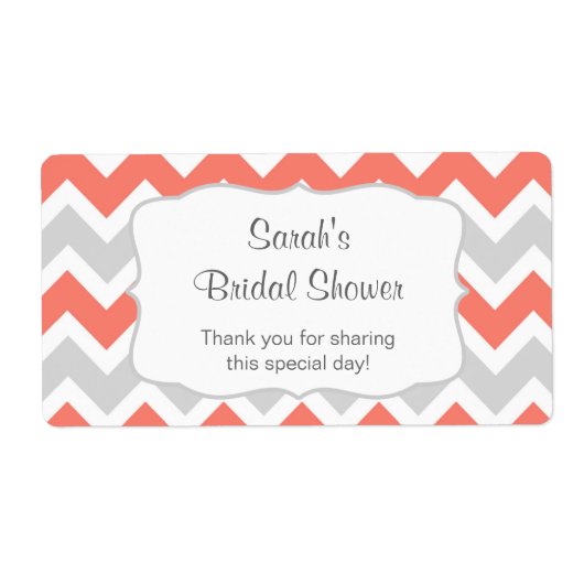 Zalm Chevron Waterfles of gunst - u aanpassen Etiket (Voorkant)