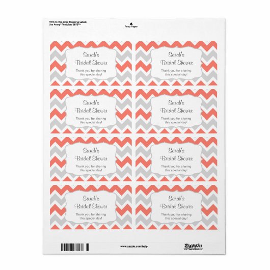 Zalm Chevron Waterfles of gunst - u aanpassen Etiket (Full Sheet)