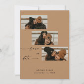 Zalm Collage Fotostrip Huwelijk Save the Date (Voorkant)