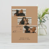 Zalm Collage Fotostrip Huwelijk Save the Date (Staand voorkant)