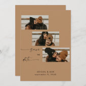 Zalm Collage Fotostrip Huwelijk Save the Date (Voorkant / Achterkant)