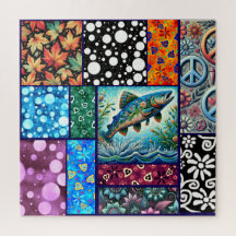 Zalm Crazy Quilt Bloemrijke Whimsical Kleurrijk
