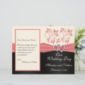 Zalm-, Cream- en Black Floral Wedding Programme (Staand voorkant)