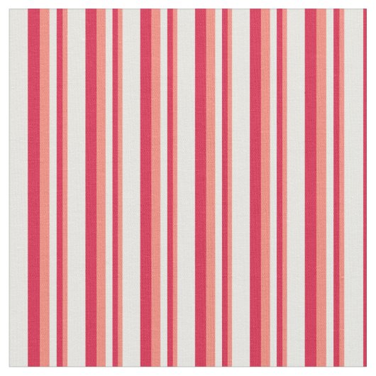 Zalm, Crimson en Mint Cream Stripes Stof (Close Up)