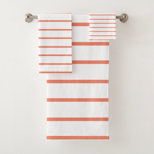 Zalm decoratieve dunne streeppatroon bad handdoek (Insitu)