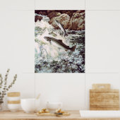 zalm die stroomopwaarts poster zwemt (Keuken)