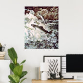 zalm die stroomopwaarts poster zwemt (Thuiskantoor)