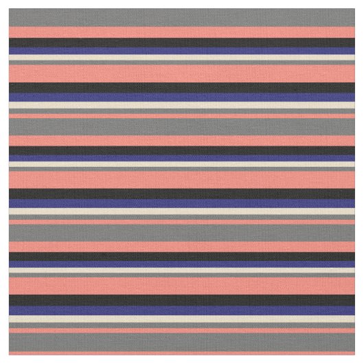 Zalm, Dim Grey, Tan, Midnight Blue & Black Stof (Close Up)