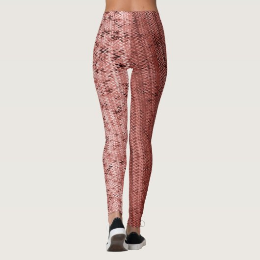 Zalm en Brick Red Embroidery Patterned Leggings (Achterkant)