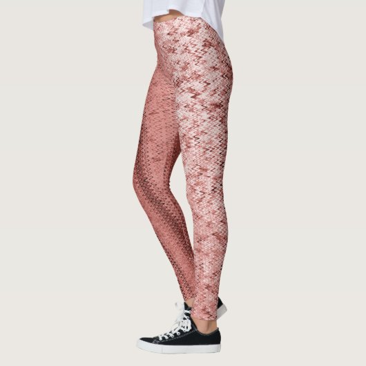 Zalm en Brick Red Embroidery Patterned Leggings (Links)