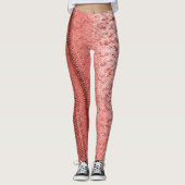 Zalm en Brick Red Embroidery Patterned Leggings (Voorkant)