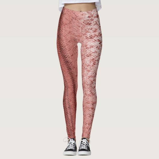 Zalm en Brick Red Embroidery Patterned Leggings (Voorkant)