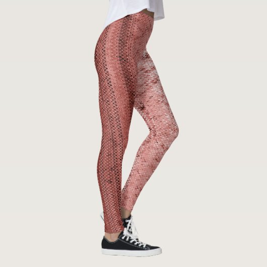 Zalm en Brick Red Embroidery Patterned Leggings (Rechts)