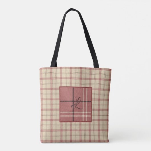 Zalm en Crème Plaid Elegant Tote Bag (Achterkant)