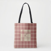 Zalm en Crème Plaid Tote Bag (Voorkant)
