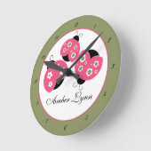 Zalm en groene Ladybugs Ronde Klok (Hoek)