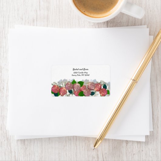Zalm en koraal Blush Floral Address Label (Insitu)