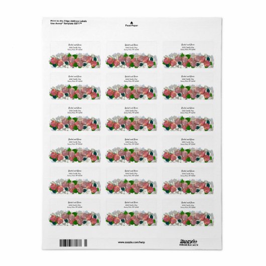 Zalm en koraal Blush Floral Address Label (Full Sheet)