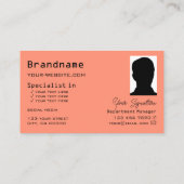 Zalm en koraal, gecheckt met Logo en foto's Visitekaartje (Achterkant)