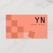 Zalm en koraal gecheckt met monogram en foto visitekaartje (Voorkant)