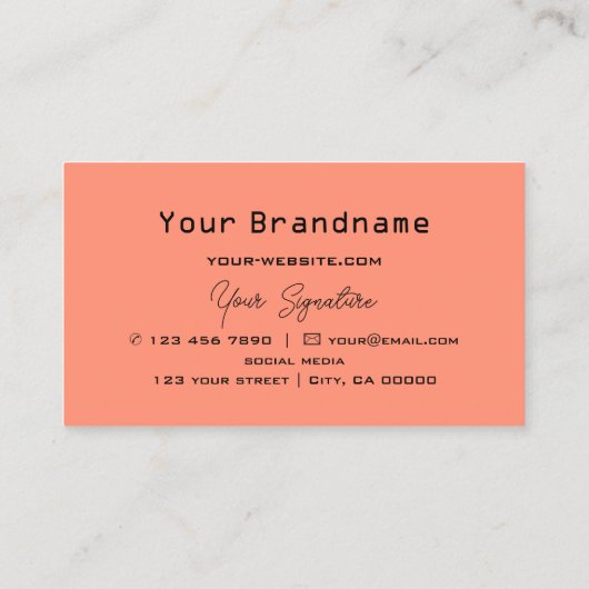 Zalm en Koraal Gecontroleerd Modern met Logo Chic Visitekaartje (Achterkant)