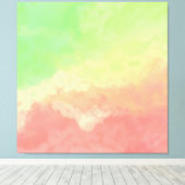 Zalm en Limoen Abstracte wolken Canvas Afdruk (Insitu (Houten vloer))