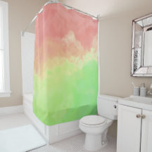 Zalm en Limoen Abstracte wolken - Shower Curtain