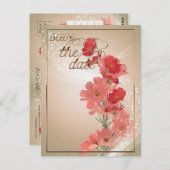 Zalm en rode bloemen/goudsiermeel briefkaart (Voorkant / Achterkant)