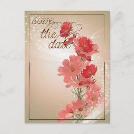 Zalm en rode bloemen/goudsiermeel briefkaart