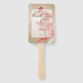 Zalm en rode bloemen/goudsiermeel handwaaier (Achterkant)