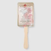 Zalm en rode bloemen/goudsiermeel handwaaier (Voorkant)