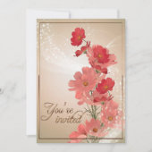 Zalm en rode bloemen/goudsiermeel kaart (Voorkant)