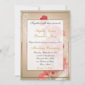 Zalm en rode bloemen/goudsiermeel kaart (Achterkant)