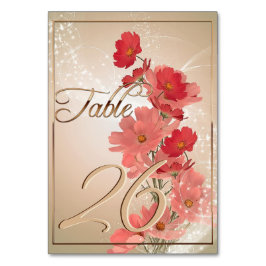 Zalm en rode bloemen/goudsiermeel kaart