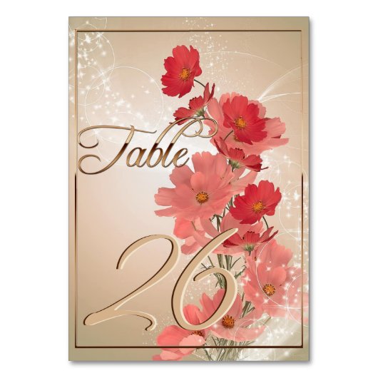 Zalm en rode bloemen/goudsiermeel kaart (Voorkant)