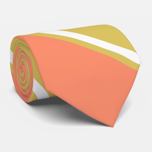 Zalm en wit wijnkleurig Mock Repp Stropdas (Opgerold)