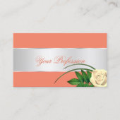 Zalm en zilverdecor Roos Flower Elegant Floral Visitekaartje (Voorkant)