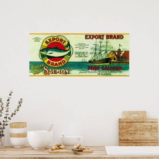 Zalm exporteren kan label poster (Keuken)