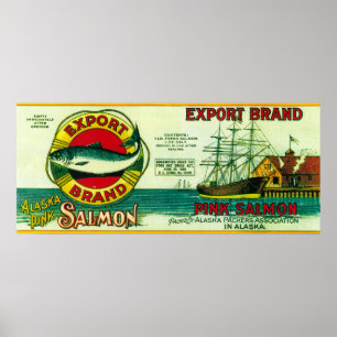 Zalm exporteren kan labelen poster