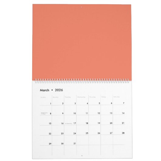 Zalm #F38367, Roze Daisy Kalender (Mar 2026)